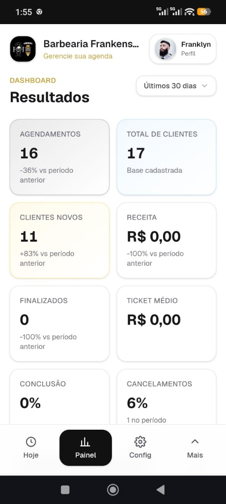 Tela do profissional na Ajenda: acompanha os resultados