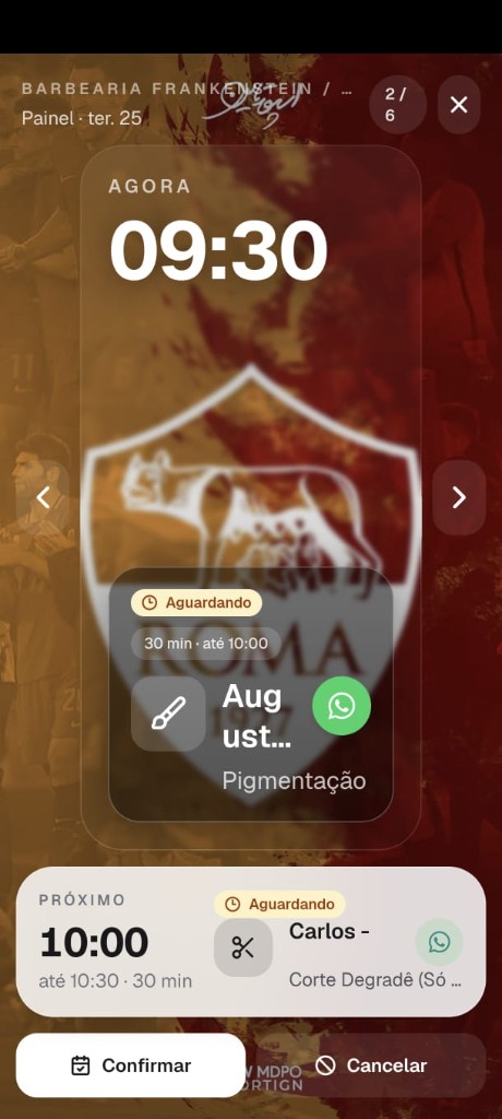 Tela do profissional na Ajenda: abre o painel do atendimento